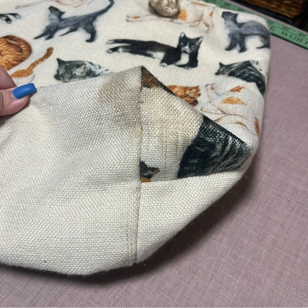 Extra Large Cat Print Tote Bag Rope Handles Quirky Cat Lady Canvas